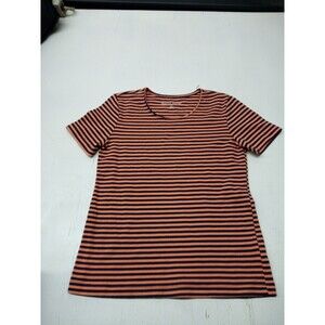 Rebecca Malone Womens Top Orange and Black Short Sleeve Popover Shirt Size Small